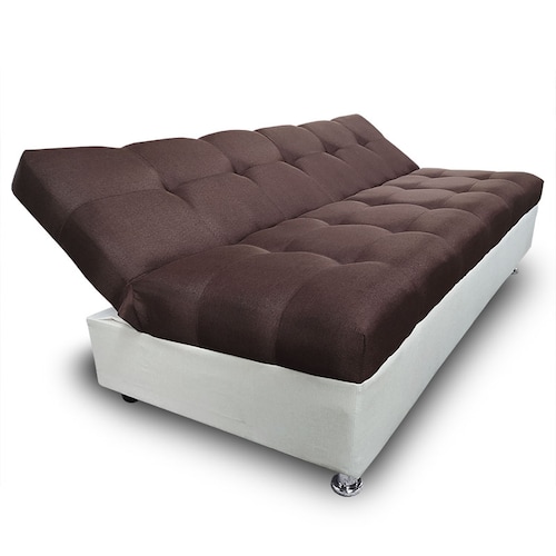 Sofa Cama Alex tela Chocolate y crema Maderian // ENTREGA EN CDMX Y