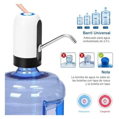 Dispensador De Agua Automatico Bomba Recargable Usb Con Luz