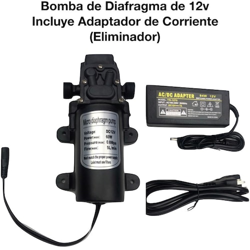Mini Bomba de Diafragma 12v 60w 5lts/min Ideal para Sistema Nebulizador