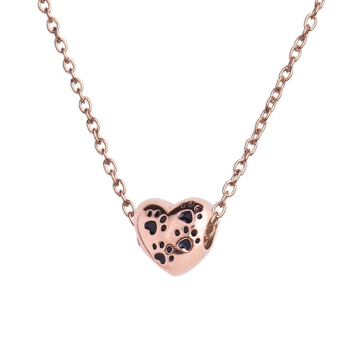 LuckyLy Charm Corazón Huellitas de Perro Dora - Plata, Oro Rosa