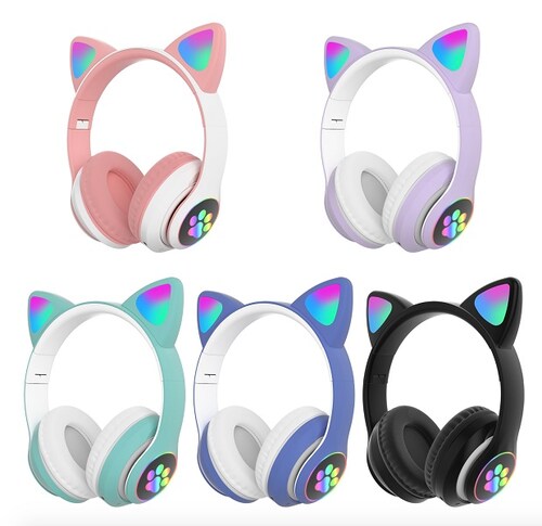 Auriculares Bluetooth 5.0 para niños diseño de orejas de gato, luces L –  Centro Media MX