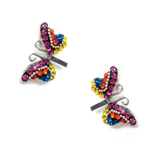 Juego de collar y aretes Mariposa Multicolor de Plata .925 Joyería Zvezda