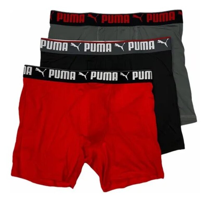 Boxer Puma Brief Performance Rojo Negro Gris Para Hombre