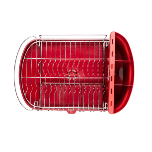 Escurridor Cromado Vasconia Regal de Acero Inoxidable Color Rojo con Porta-cubiertos desmontable