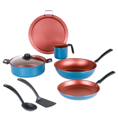Batería de Cocina Ekco River de 8 Piezas hecha de Aluminio color Azul con Antiadherente Duraflon®