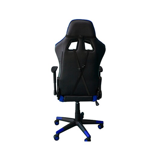 Silla Gamer Gaming de lujo Reclinable Negro con Azul Soporte Lumbar y Cabecera