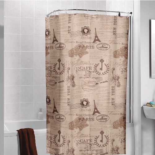 Cortina de baño Julieta Moka, Medidas: 1.80 x 1.75 m. 