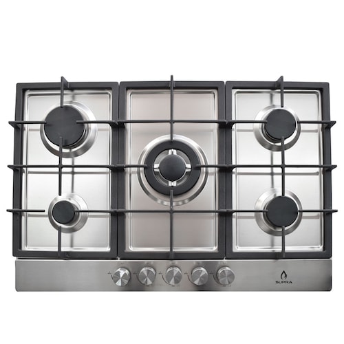 Parrilla de 5 quemadores SUPRA 5Q-PS-76 parrilla de gas empotrable en 76 cm con cubierta de acero inoxidable
