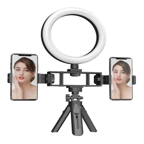 Aro de luz led Profesional Multi posicion Con tripode Y Doble soporte para celular