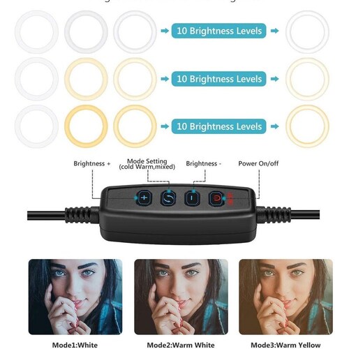 Aro de luz led Profesional Multi posicion Con tripode Y Doble soporte para celular
