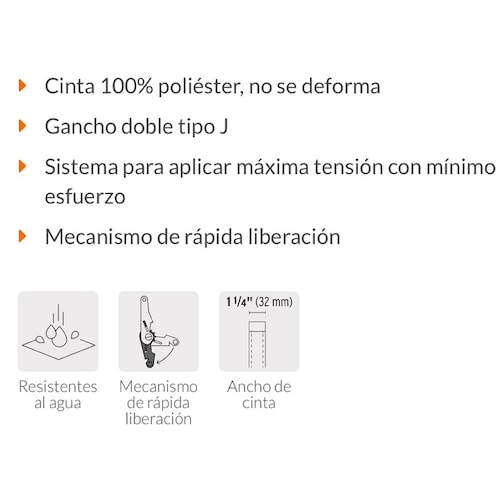 Sujetadores Matraca Carga Máxima 1000 Kg 2 Pz Truper 19285 para AUTO 