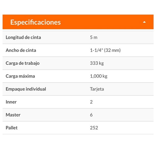 Sujetadores Matraca Carga Máxima 1000 Kg 2 Pz Truper 19285 para AUTO 