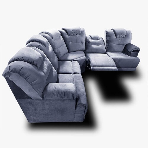 Sala con 2 Reclinables Derechos Escuadra Hercules Terciopelo Gris Plomo Maderian // ENTREGA EXCLUSIVA EN CDMX Y AREA METROPOLITANA