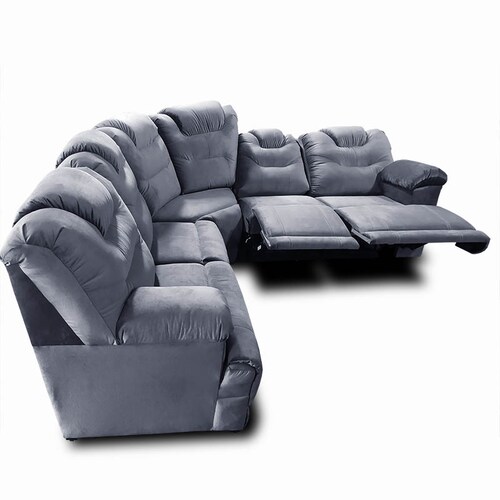 Sala con 2 Reclinables Derechos Escuadra Hercules Terciopelo Gris Plomo Maderian // ENTREGA EXCLUSIVA EN CDMX Y AREA METROPOLITANA