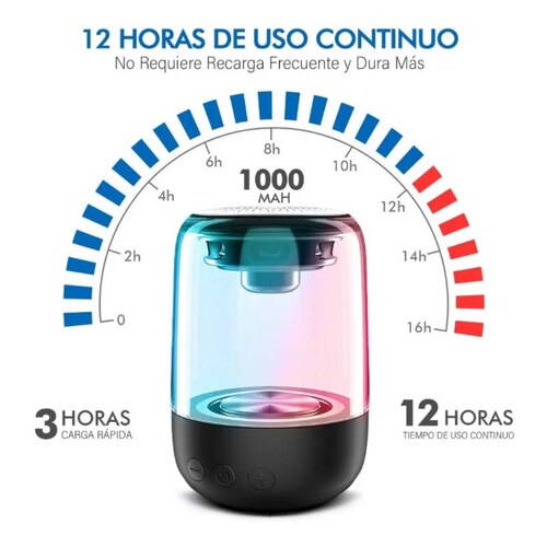 Bocina Bluetooth Portátil  Led  Recargable