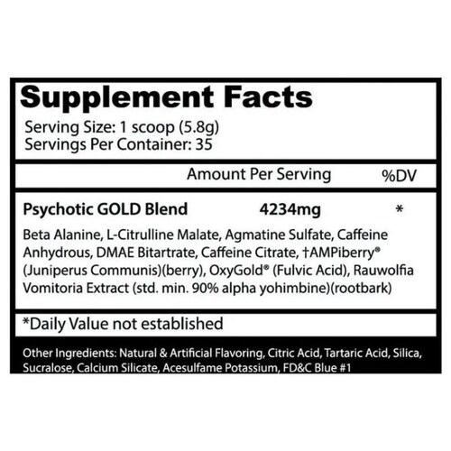 Pre Entreno Insane Labz Psychotic Gummy Candy Gold 35 Servicios (208,4gr)