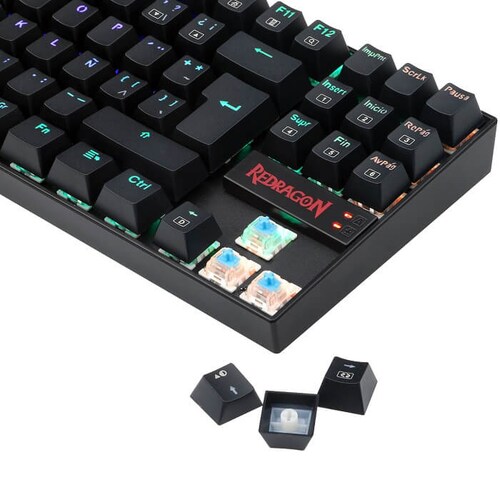 Teclado Redragon Kumara Black K552RGB-1 Mecanico Switch Blue Gaming Español
