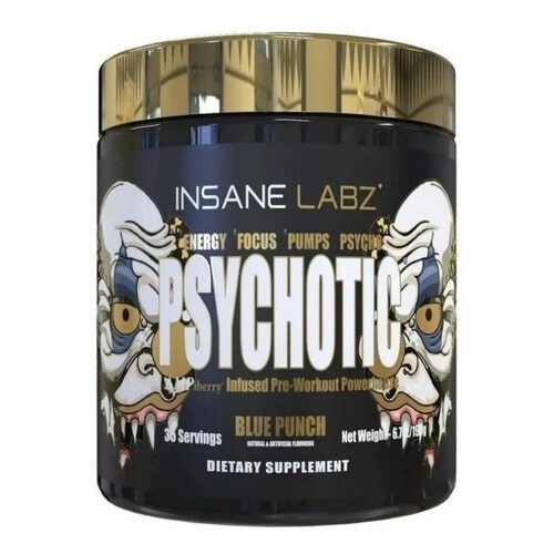 Pre Entreno Insane Labz Psychotic Blue Punch Gold 35 Servicios (208,4gr)