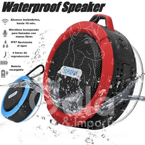 Altavoz Bluetooth con ventosa resistente al agua ideal Ducha Negro