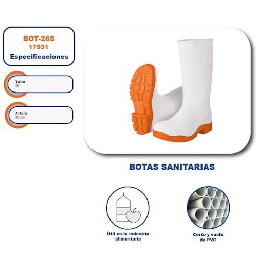 BOTAS IMPERMEABLES INDUSTRIALES DE PVC BLANCAS  PARA AGUA LIMPIEZA-CARNICERIA -JARDINERIA-POLLERIA  TRUPER