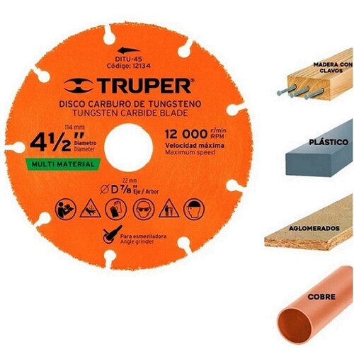 DISCOS PARA CORTAR MADERA AZULEJO CONCRETO 2 DISCOS DE 4-1/2" 