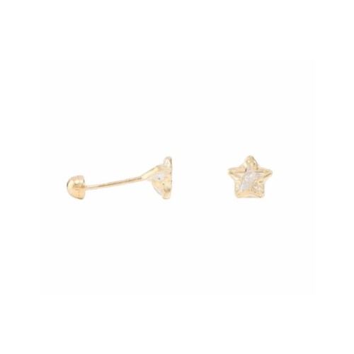 Broqueles Estrella Bisel Diamantada Oro de 10 kilates+Obsequio