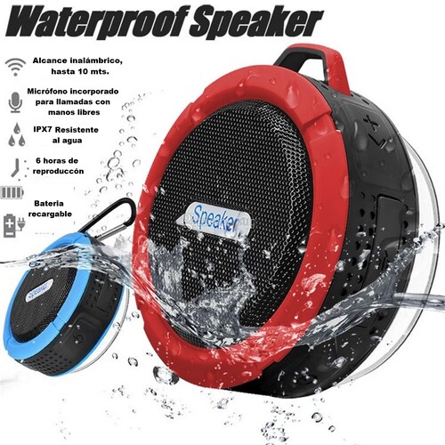 Mini Bocina (altavoz), modelo C6, Inalámbrica e Impermeable, azul