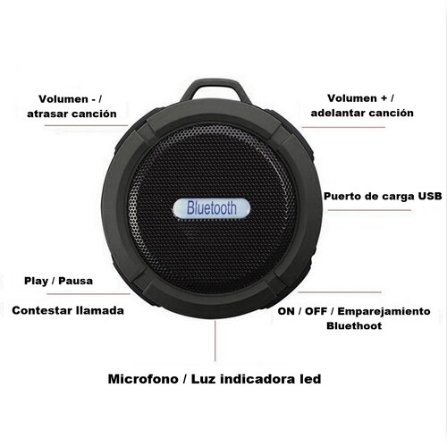 Mini Bocina (altavoz), modelo C6, Inalámbrica e Impermeable, azul