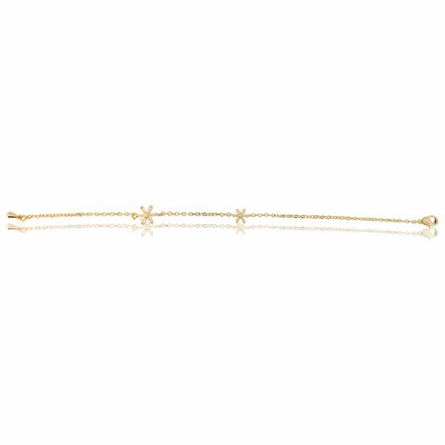 Pulsera brazalete de oro 18k laminado #216 cadena con aplicación estrella con zirconias brillantes