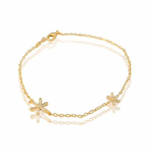 Pulsera brazalete de oro 18k laminado #216 cadena con aplicación estrella con zirconias brillantes