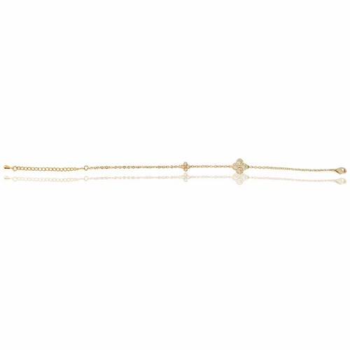 Pulsera brazalete de oro 18k laminado #213 cadena con aplicaciones en zirconias brillantes