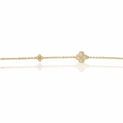 Pulsera brazalete de oro 18k laminado #213 cadena con aplicaciones en zirconias brillantes