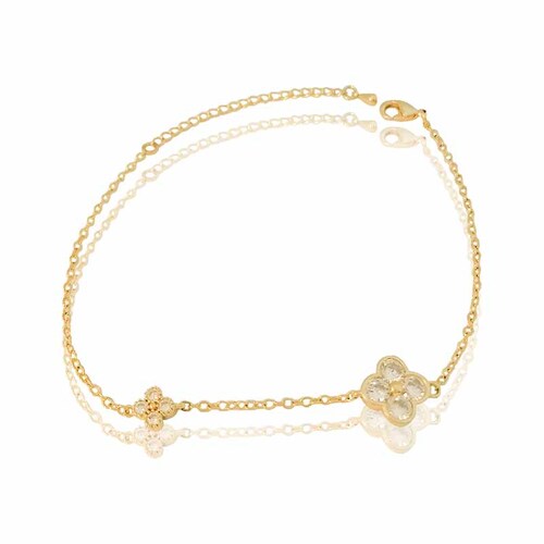 Pulsera brazalete de oro 18k laminado #213 cadena con aplicaciones en zirconias brillantes
