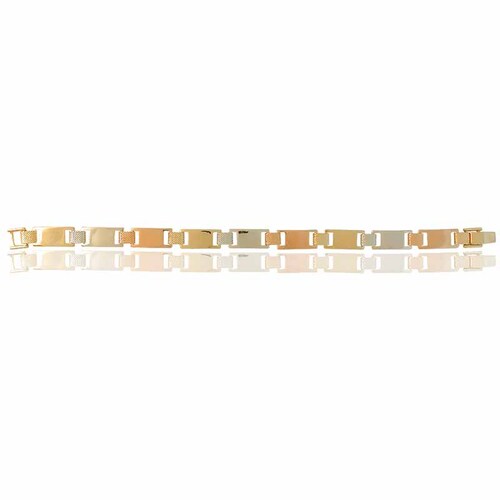 Pulsera tipo brazalete oro 18k laminado #204 tipo florentino con barras y adornos brillantes en mismo tono