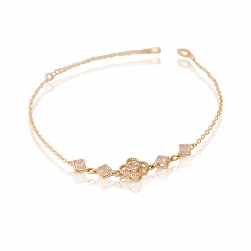 Pulsera brazalete oro 18k laminado #40 mujer delgada eslabonada