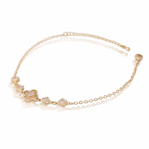 Pulsera brazalete oro 18k laminado #40 mujer delgada eslabonada