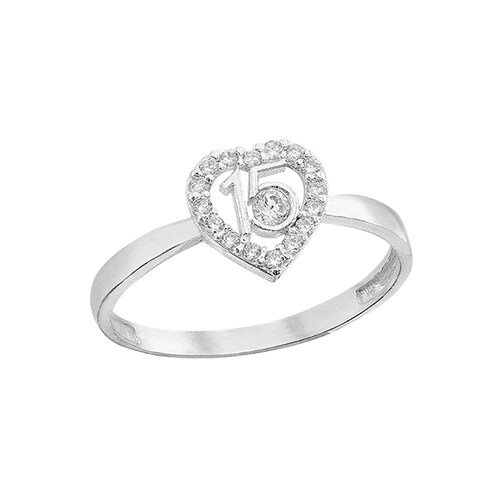 Anillo de 15 años con Flor de Circonias en Plata .925 + Obsequio.