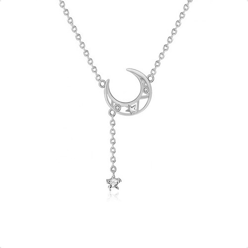 Gargantilla Luna Estrella VAROURO  Plata 925 | Collar Amor Ajustable.