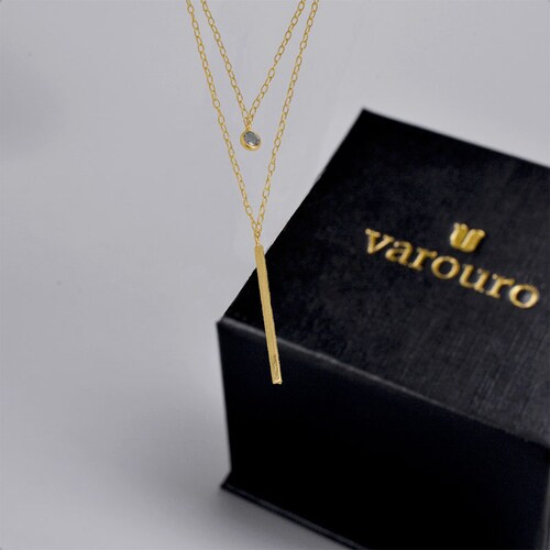 Gargantilla Doble VAROURO  Oro 10k | Collar Amor + Estuche Regalo 