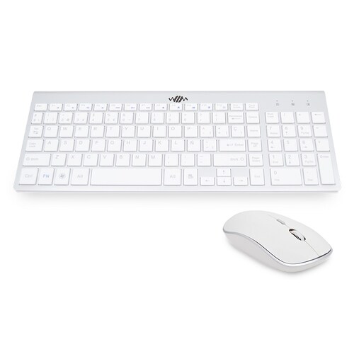 Teclado y Mouse Inalámbricos WIM Diseño Ergonómico Diseño Delgado y Silencioso de 2,4 GHz para PC portátil Calidad Premium. Blanco