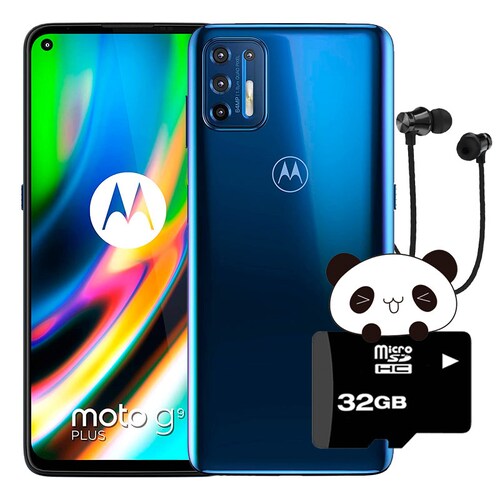 Celular Motorola Moto G9 Plus 4gb-128gb Azul + Microsd 32 + Audifonos