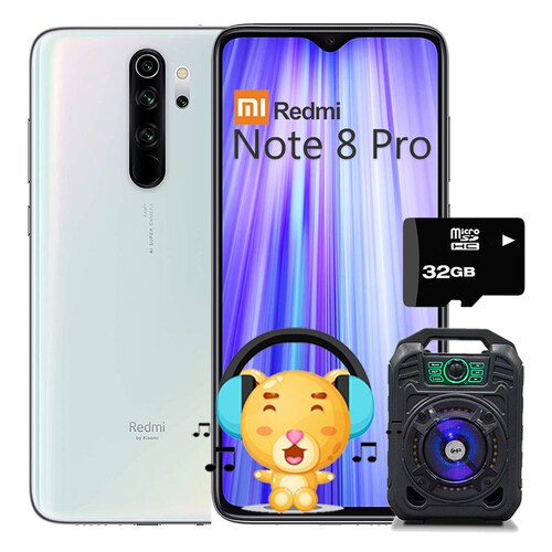 Celular Xiaomi Redmi Note 8 Pro 6GB-128GB Blanco Microsd 32 + Bocina Bluetooth