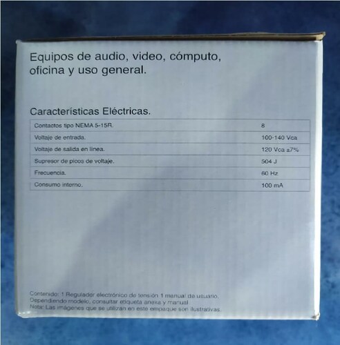 REGULADOR VOLTAJE SUPRESOR 1300VA SMARTV MAC PC LAPTOP PANTALLA TV SUPRESOR PICOS CONSOLA ERV-6-001
