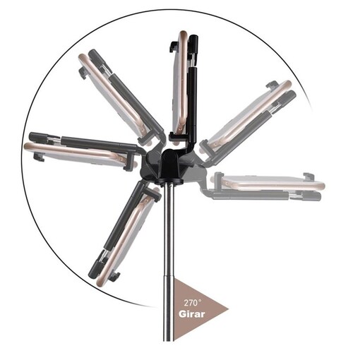 BASTON TRIPIE PALO SELFIE STICK CON CONTROL BLUETOOTH, NEGRO