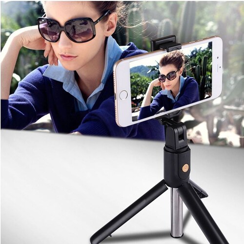 BASTON TRIPIE PALO SELFIE STICK CON CONTROL BLUETOOTH, NEGRO