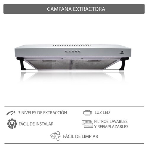 Campana extractora para cocina de 50cm SUPRA NUBE B-50 en acero inoxidable color blanco 