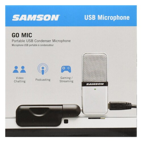 Micrófono Samson Go Mic Cardioide, Omnidireccional Plata
