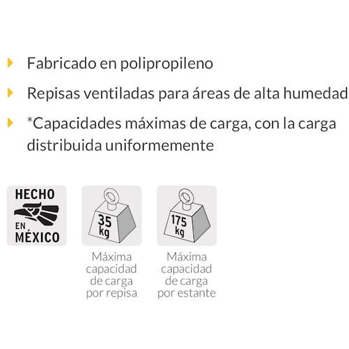 Estante de  Plástico -Anaquel-Exhibidor -Organizador de uso Rudo 5 Repisas PRETUL EST-5P