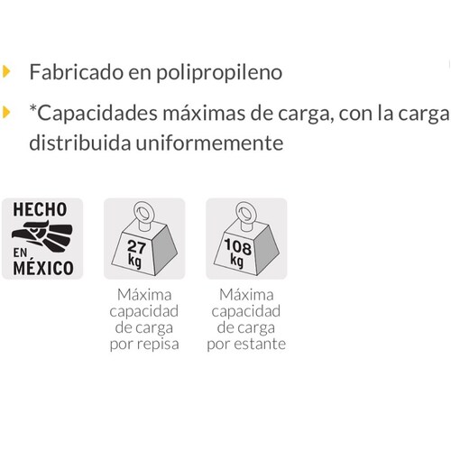 Estante Plastico 4 Repisas Pretul 25075 ORGANIZADOR 