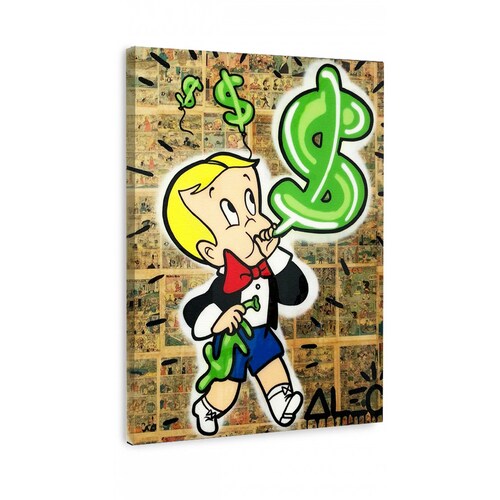 Set 3 Cuadros Decorativos Alec Monopoly | Arte Callejera | Canvas moderno listo para colgar | 3 cuadros de 25x35cm cada cuadro 